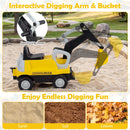 Toddler Ride-On Digger with Trailer – Yellow, manual arm and bucket controls