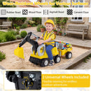 Toddler Ride-On Digger with Trailer – Yellow, wheel and caster details