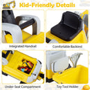 Toddler Ride-On Digger with Trailer – Yellow, seat, storage compartment and tool holder