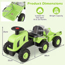 Tractor dimensions, age range and maximum load – Green