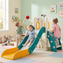 Toddler Slide and Activity Tower with Basketball Hoop – slide hoop and climbing steps in use