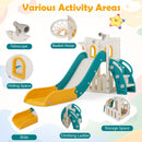 Toddler Slide and Activity Tower with Basketball Hoop – telescope hoop windows steps and storage