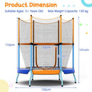 Toddler Trampoline with Enclosure and Curved Legs – orange variant dimensions and load limit