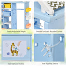 Adjustable shelves, rounded corner, stickers and anti-toppling attachment