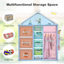 Storage layout diagram for the blue house-shaped wardrobe