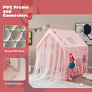 Pink mermaid play tent with PVC pipes and connector details
