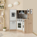 Corner kitchen arranged in a playroom; decorative props excluded