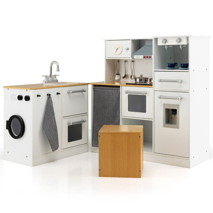 complete two-module playset and storage stool in White & Natural