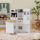 L-Shaped Wooden Play Kitchen with Fridge and Washing Machine, product view 1