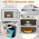Wooden Play Kitchen with Microwave and Toy Food, Grey, product view 5