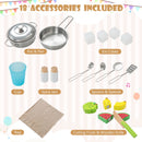 Wooden Play Kitchen with Microwave and Toy Food, Grey, product view 6