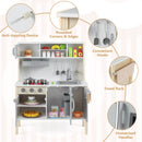 Wooden Play Kitchen with Microwave and Toy Food, Grey, product view 9