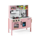 Wooden Play Kitchen with Microwave and Toy Food, Light Pink, product view 2