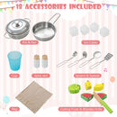 Wooden Play Kitchen with Microwave and Toy Food, Light Pink, product view 6