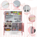 Wooden Play Kitchen with Microwave and Toy Food, Light Pink, product view 9