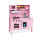 Wooden Play Kitchen with Microwave and Toy Food, Pink, product view 2
