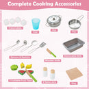 Wooden Play Kitchen with Microwave and Toy Food, Pink, product view 9
