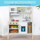 Wooden Play Kitchen with Microwave and Toy Food, White, product view 3