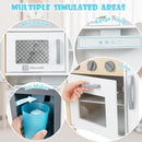 Wooden Play Kitchen with Microwave and Toy Food, White, product view 7