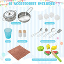 Wooden Play Kitchen with Microwave and Toy Food, White, product view 10