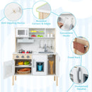 Wooden Play Kitchen with Microwave and Toy Food, White, product view 12