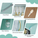 Wooden play kitchen with chalkboard and toy ice dispenser, Green — anchor, hooks, handles and door catch details