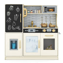 Wooden play kitchen with chalkboard and toy ice dispenser, Cream White — front product view