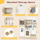 Storage compartments, two fabric bins, utensil hooks and side towel rail