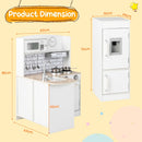 Separate dimensions for the L-shaped kitchen and toy refrigerator
