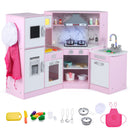 Pink corner play kitchen, whole kitchen and separate sink unit