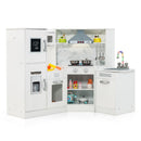 White corner play kitchen, whole kitchen and separate sink unit