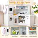 White corner play kitchen, storage and product details