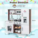 Play kitchen dimensions showing 73 cm width, 29 cm depth and 81 cm height