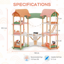 Wooden dollhouse dimension diagram: 100 cm length and 85.5 cm height