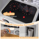 White play kitchen with washing machine and light-up hob, light-up hobs and dispenser indicators