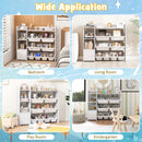 White kids storage organiser with eight bins and a side cabinet: room styling examples