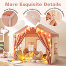 Pink play tent PVC frame connections, fasteners and curtain ties