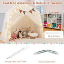 Beige dome play tent with two supporting rods and a connection detail; display props not included