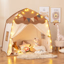 Beige/Coffee dome play tent in a room setting; rugs, cushions, toys and room decorations are not included