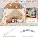 Beige/Coffee dome play tent with two supporting rods and a connection detail; display props not included