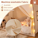 Beige/Coffee dome tent showing washable fabric, window and tied-back curtain; display props not included