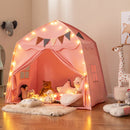 Pink dome play tent in a room setting; rugs, cushions, toys and room decorations are not included