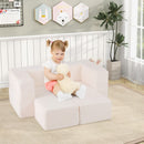 Three-piece kids play sofa: beige sofa in a reading corner
