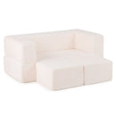 Three-piece kids play sofa: beige sofa and two square cushions