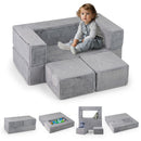Three-piece kids play sofa: plain grey sofa configurations
