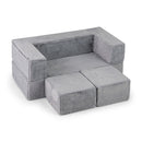 Three-piece kids play sofa: plain grey sofa and two square cushions