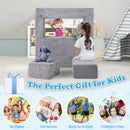 Three-piece kids play sofa: plain grey upright play layout