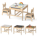 Robot-style table and two chairs with reversible top and storage configurations