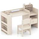 Natural art desk, chair and cubby organiser without styling accessories