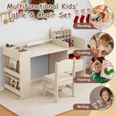 Natural art desk with reading and craft activity inset photographs